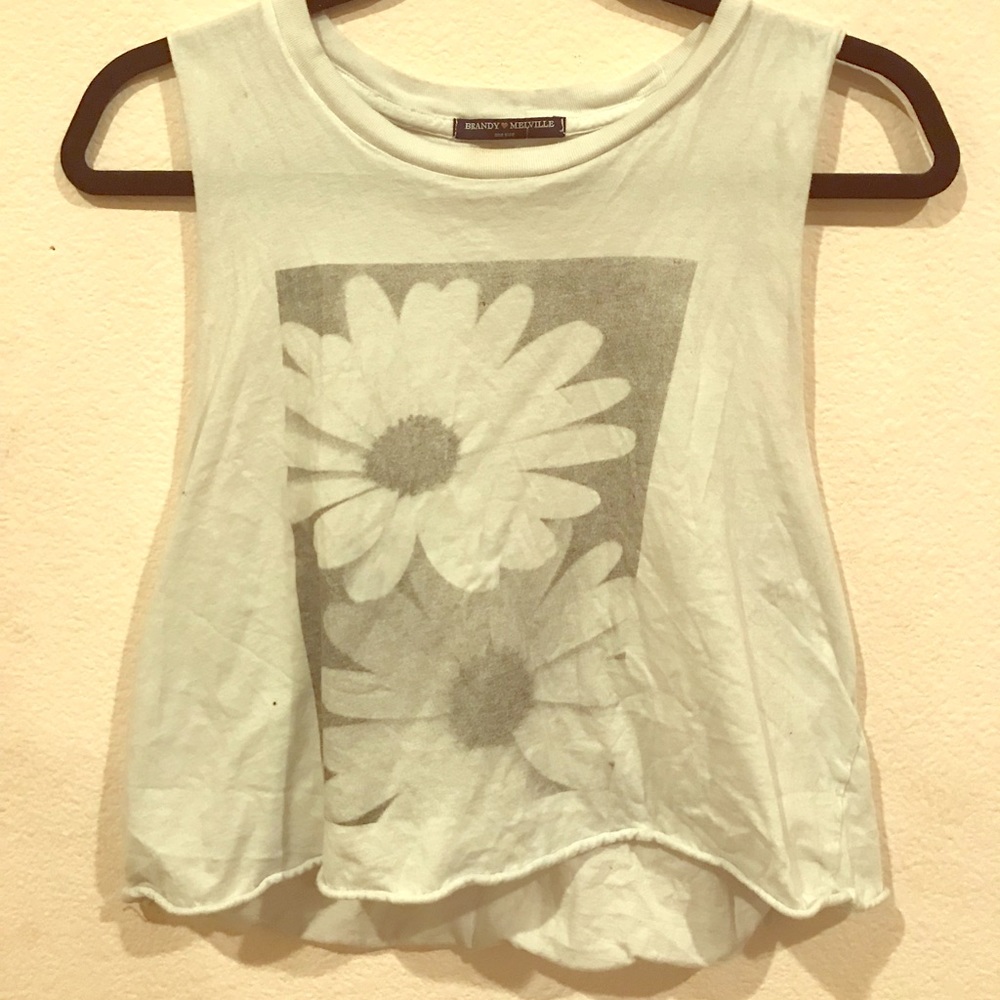 Brandy Melville Daisy Flower Muscle Crop Tank Top